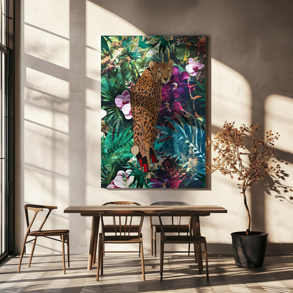 Wall art Tropical Floral Jungle - Cheetah in heels-canvas-DECOROLALA