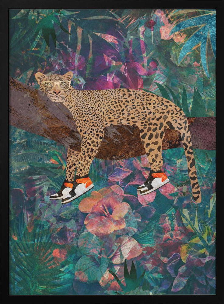 Wall art Tropical Floral Jungle - Leopard wearing shoes-canvas-DECOROLALA