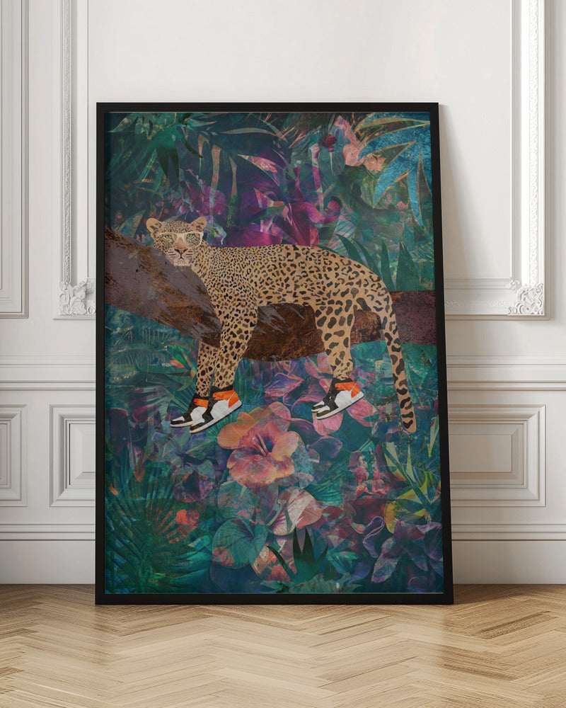 Wall art Tropical Floral Jungle - Leopard wearing shoes-canvas-DECOROLALA