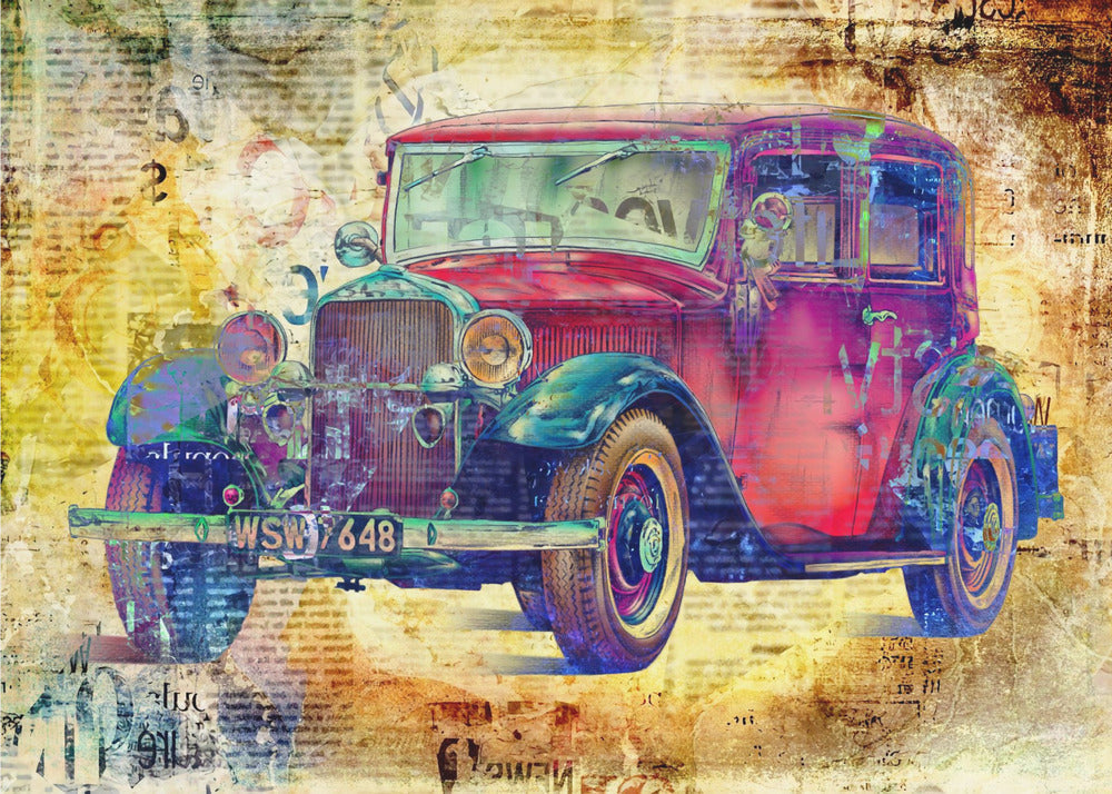 Wall art Vintage car 4-canvas-DECOROLALA