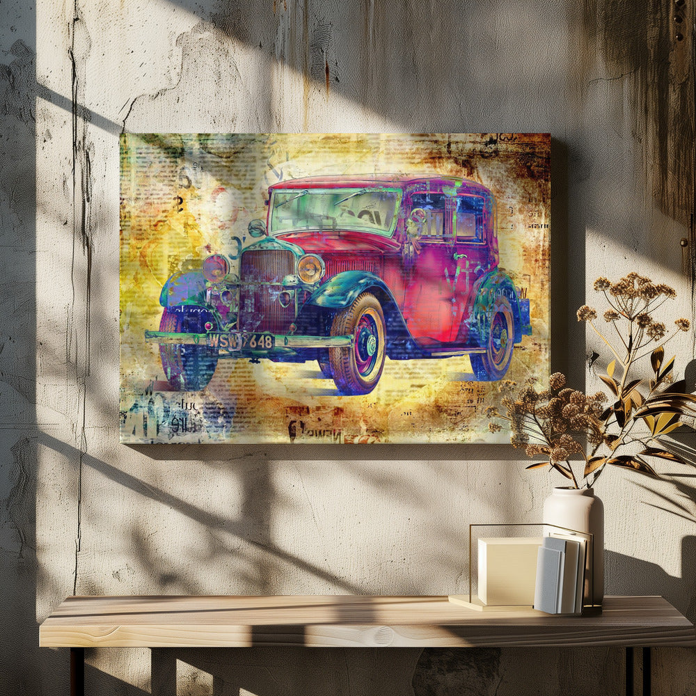 Wall art Vintage car 4-canvas-DECOROLALA