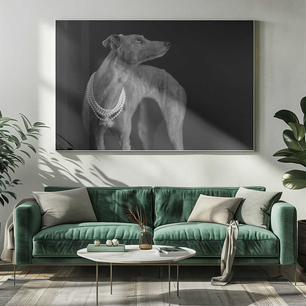 Wall art Whippet girl with the pearl necklace-Canvas Print-DECOROLALA