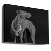 Wall art Whippet girl with the pearl necklace-Canvas Print-DECOROLALA
