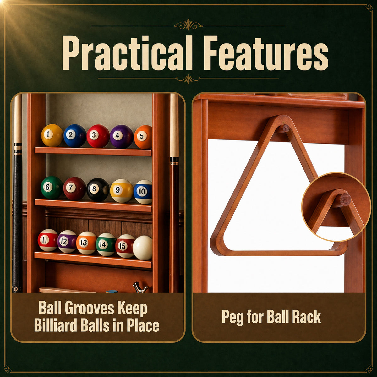 Wall-mounted Billiards Pool Cue Rack Only