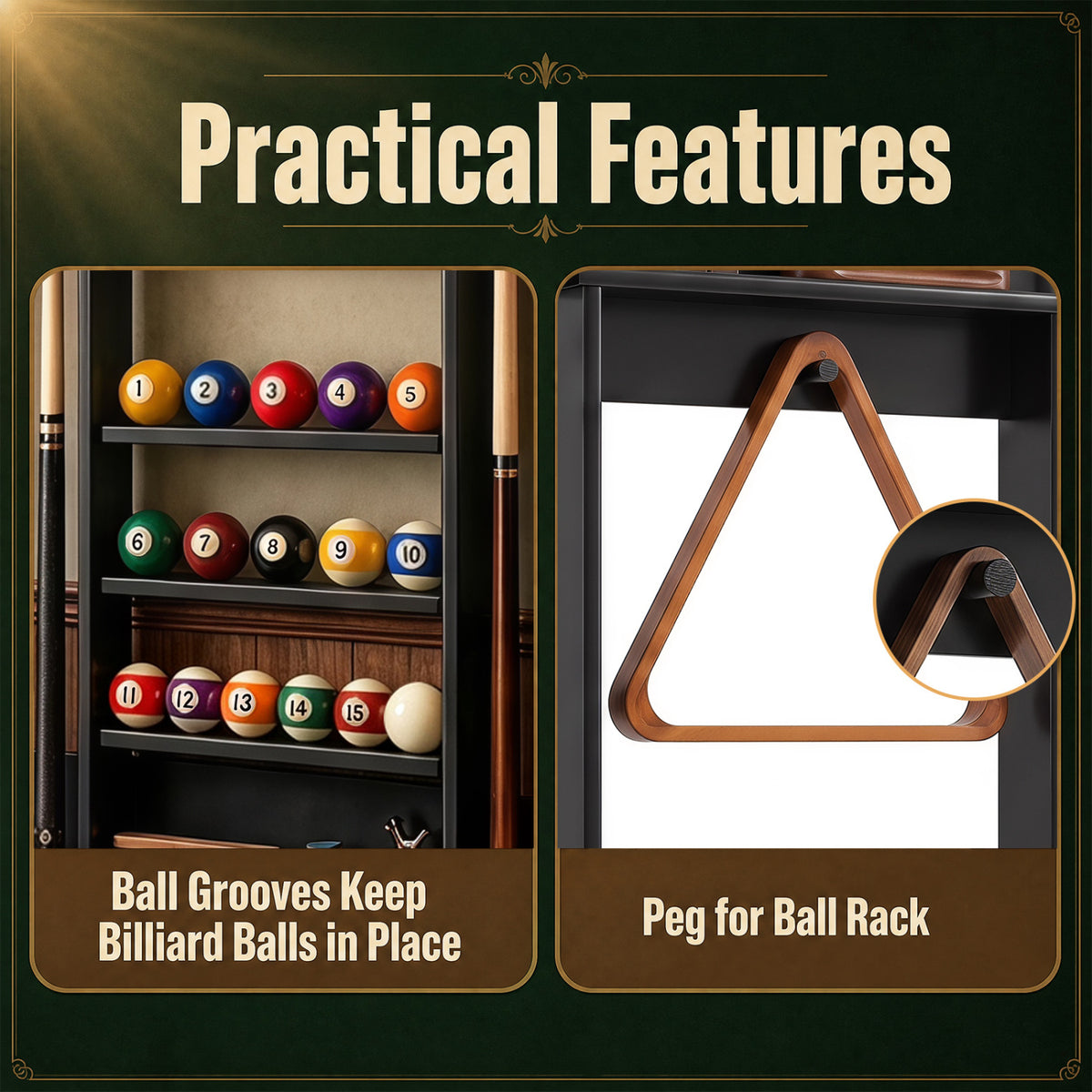 Wall-mounted Billiards Pool Cue Rack Only