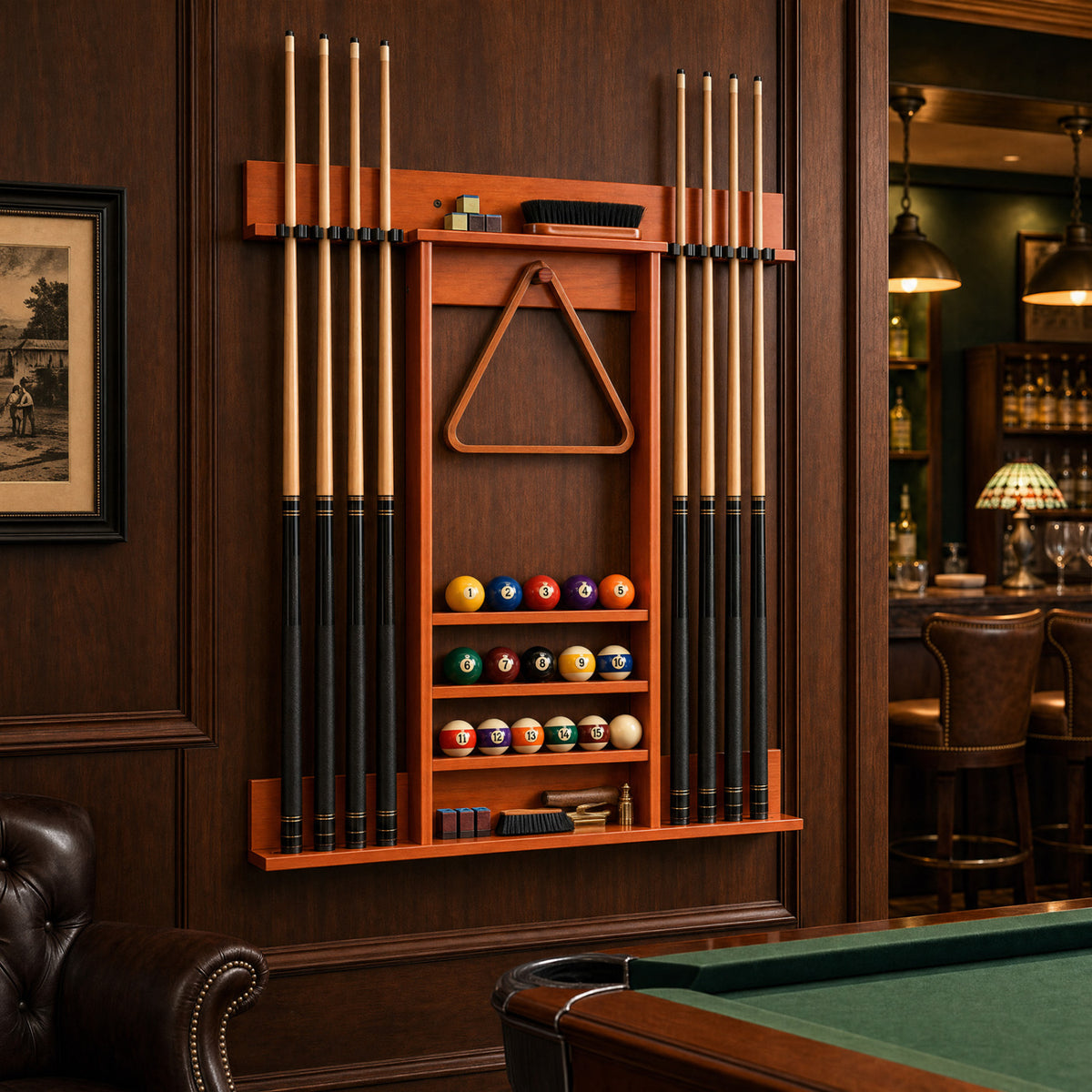 Wall-mounted Billiards Pool Cue Rack Only