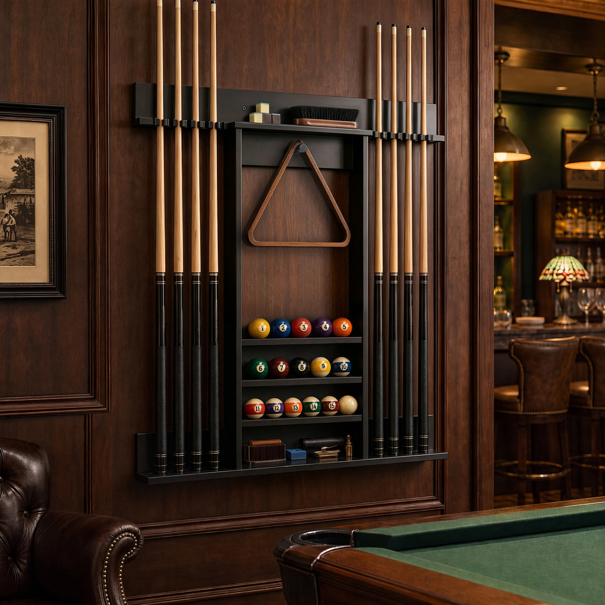 Wall-mounted Billiards Pool Cue Rack Only