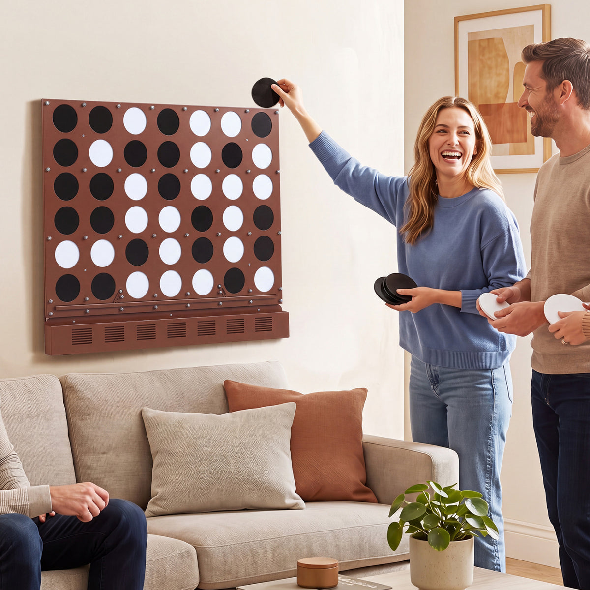 Jeu géant 4-en-ligne mural avec disques en acrylique