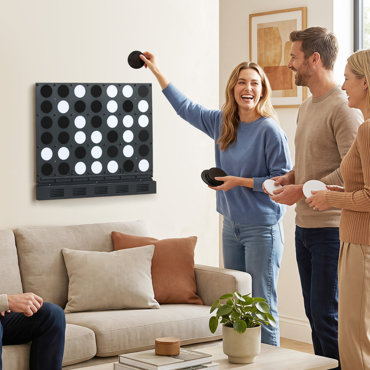 Wall-mounted Metal Connect-4 Game with Acrylic Discs