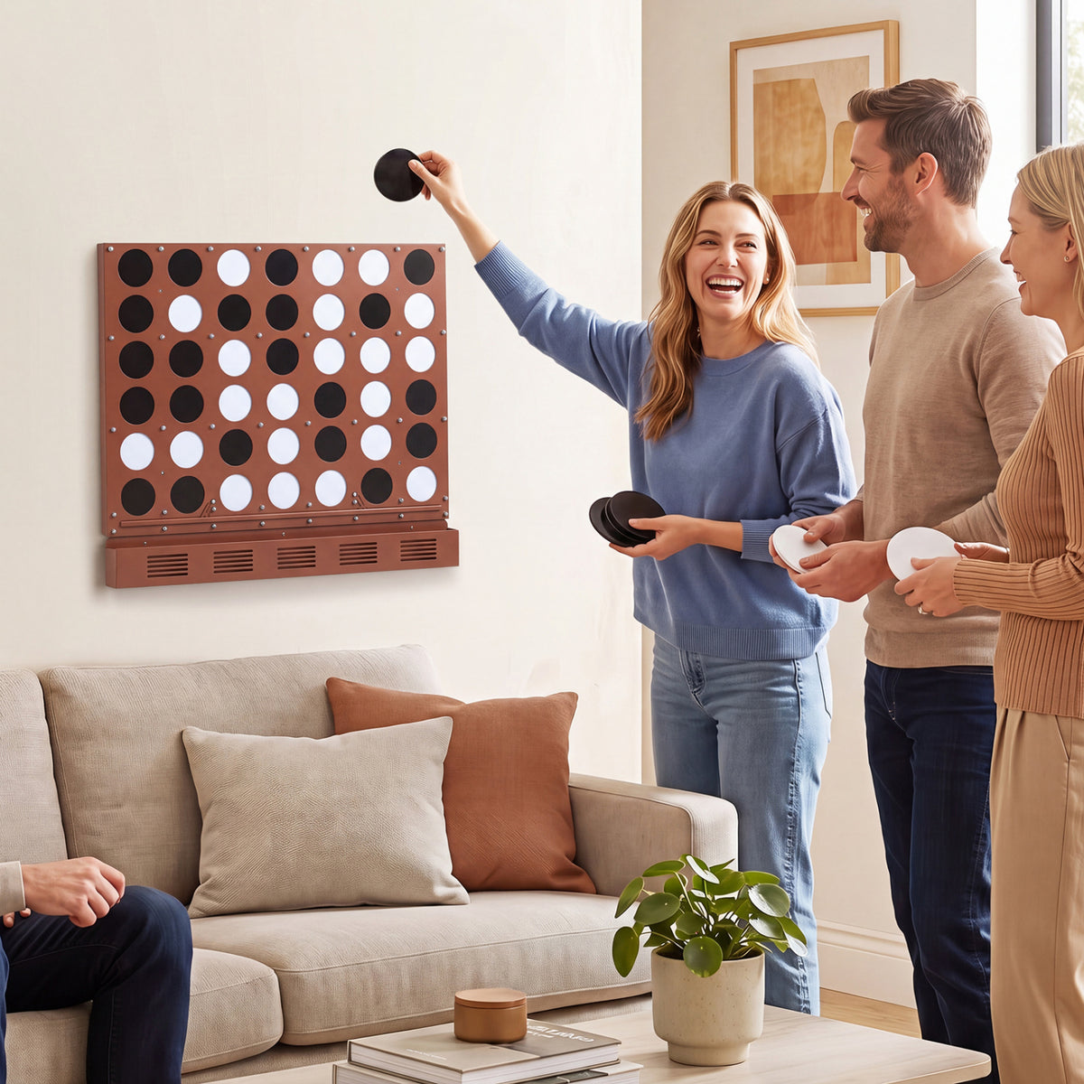 Wall-mounted Metal Connect-4 Game with Acrylic Discs