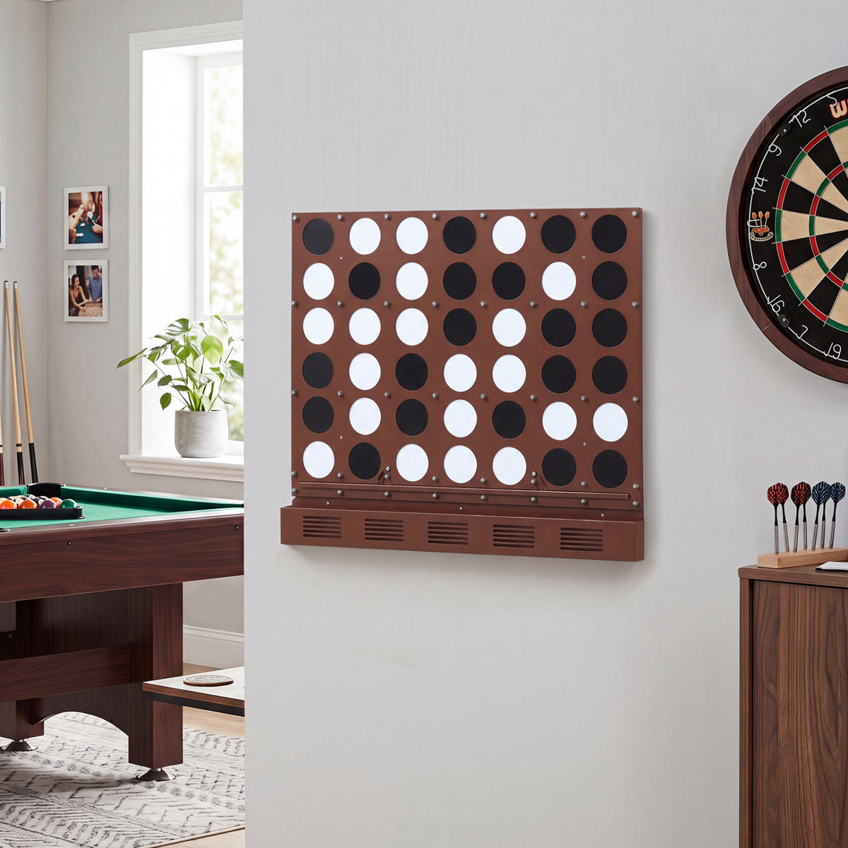 Wall-mounted Metal Connect-4 Game with Acrylic Discs