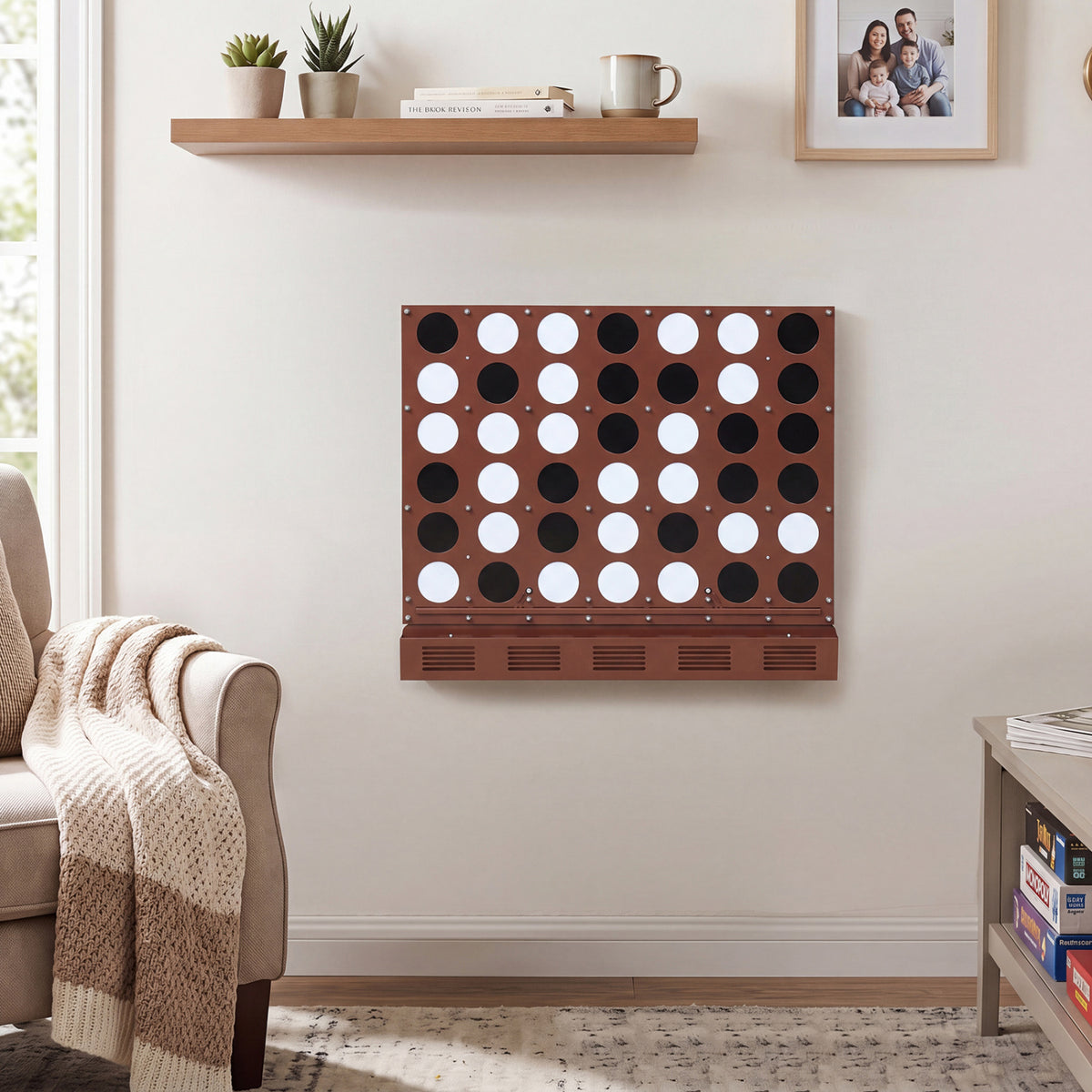 Wall-mounted Metal Connect-4 Game with Acrylic Discs