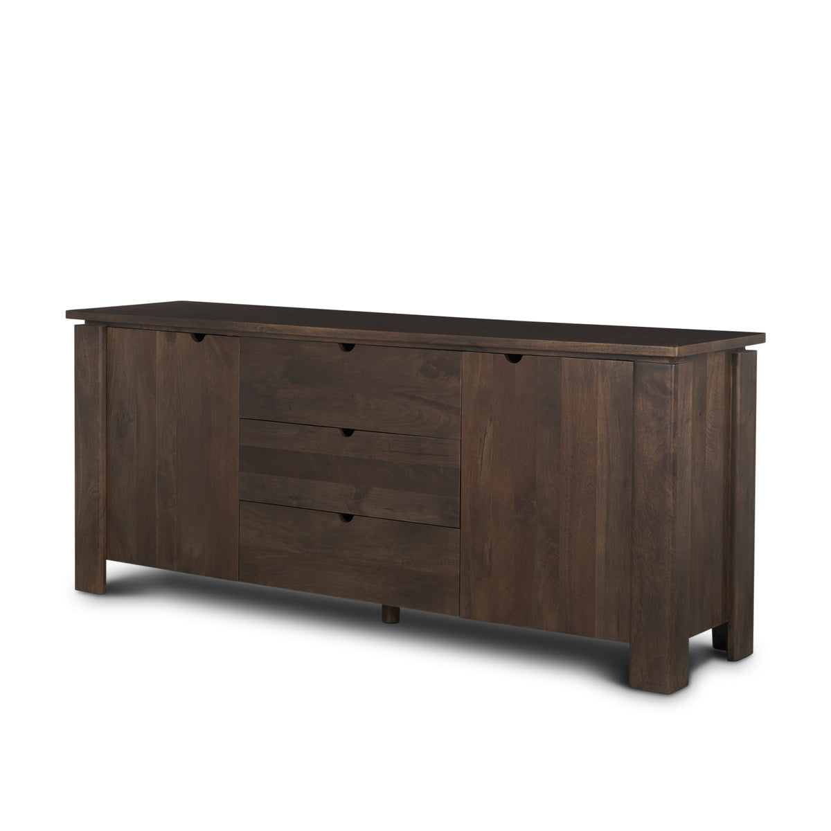 Wallen 2-Door 3-Drawer Solid Wood Sideboard - Dark Brown-Sideboards & Buffets-DECOROLALA