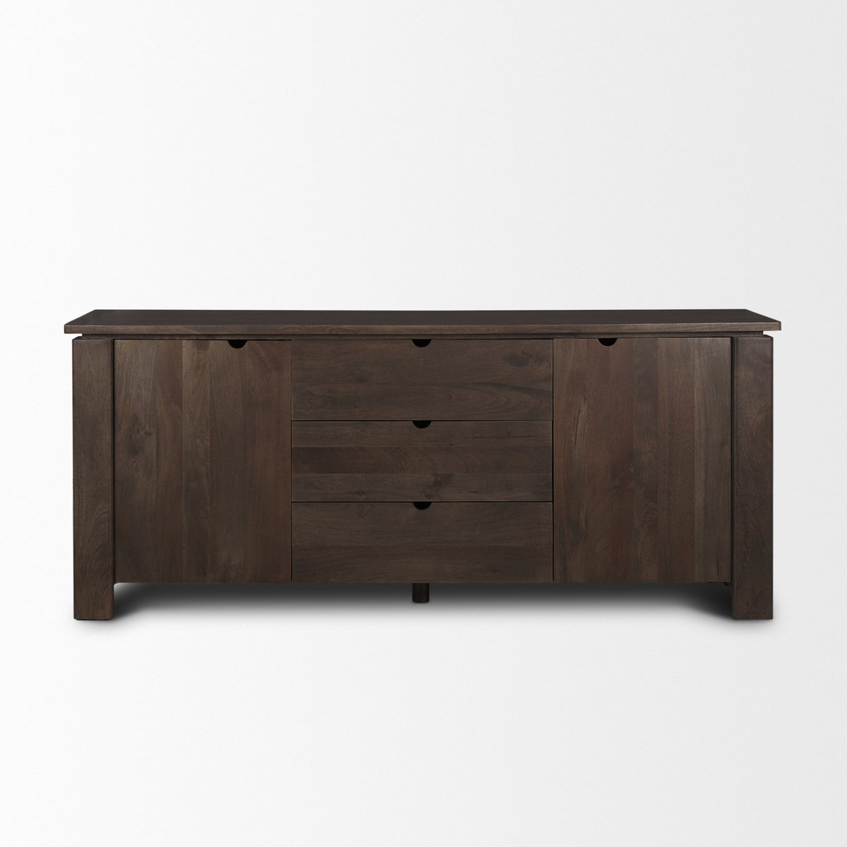 Wallen 2 Door Solid Dark Brown Wood w/ 3 Drawers Sideboard-Sideboards & Buffets-DECOROLALA