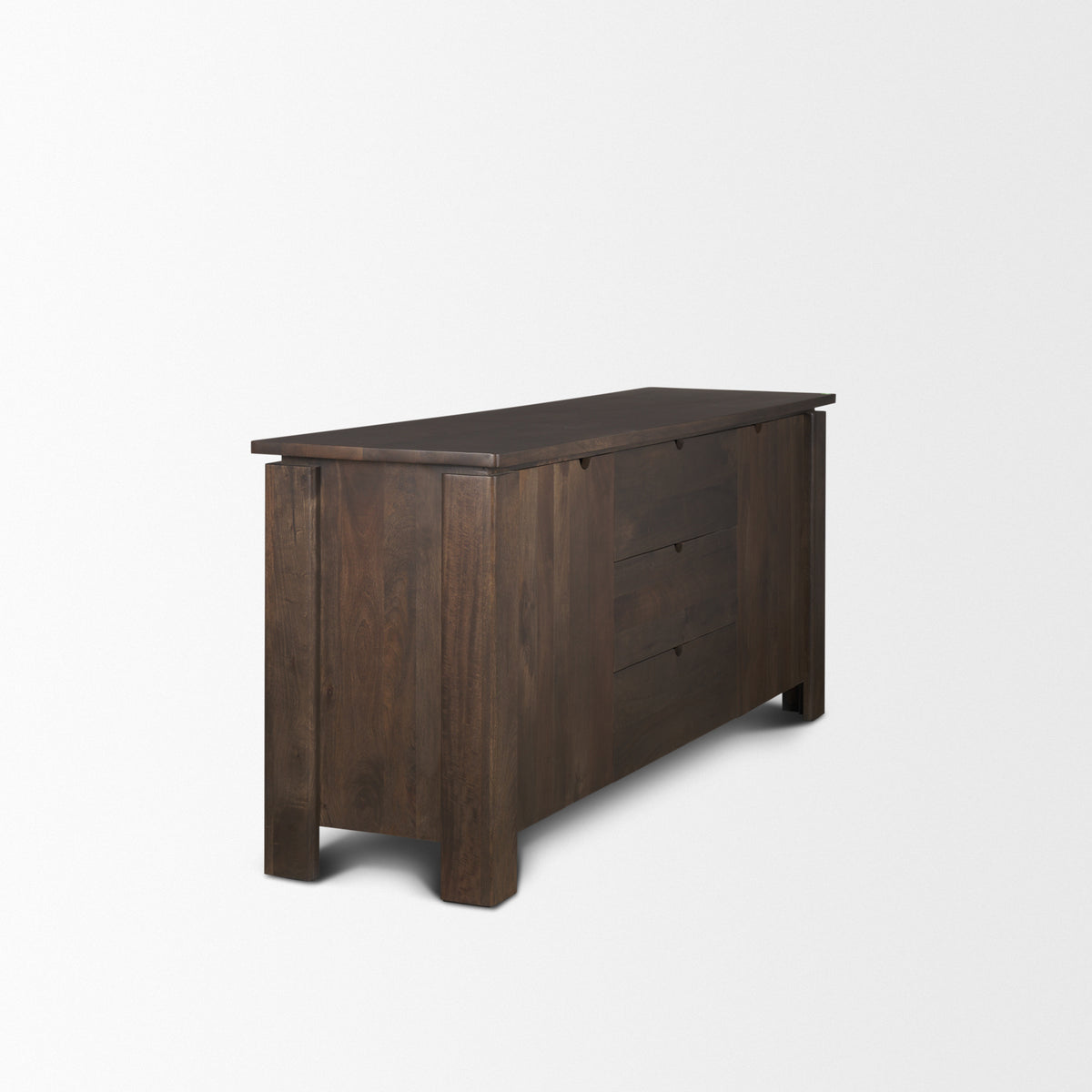 Wallen 2 Door Solid Dark Brown Wood w/ 3 Drawers Sideboard-Sideboards & Buffets-DECOROLALA