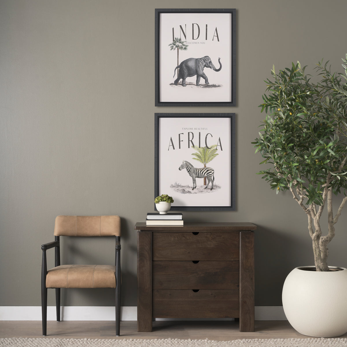 Wallen Accent Cabinet - Dark Brown Wood 3 Drawer-Accent Cabinets & Chests-DECOROLALA