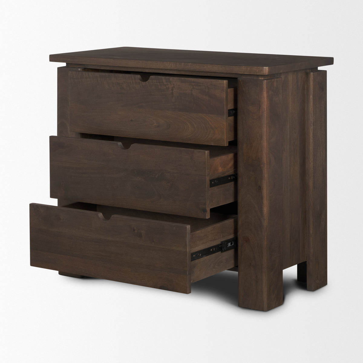 Wallen Accent Cabinet - Dark Brown Wood 3 Drawer-Accent Cabinets & Chests-DECOROLALA