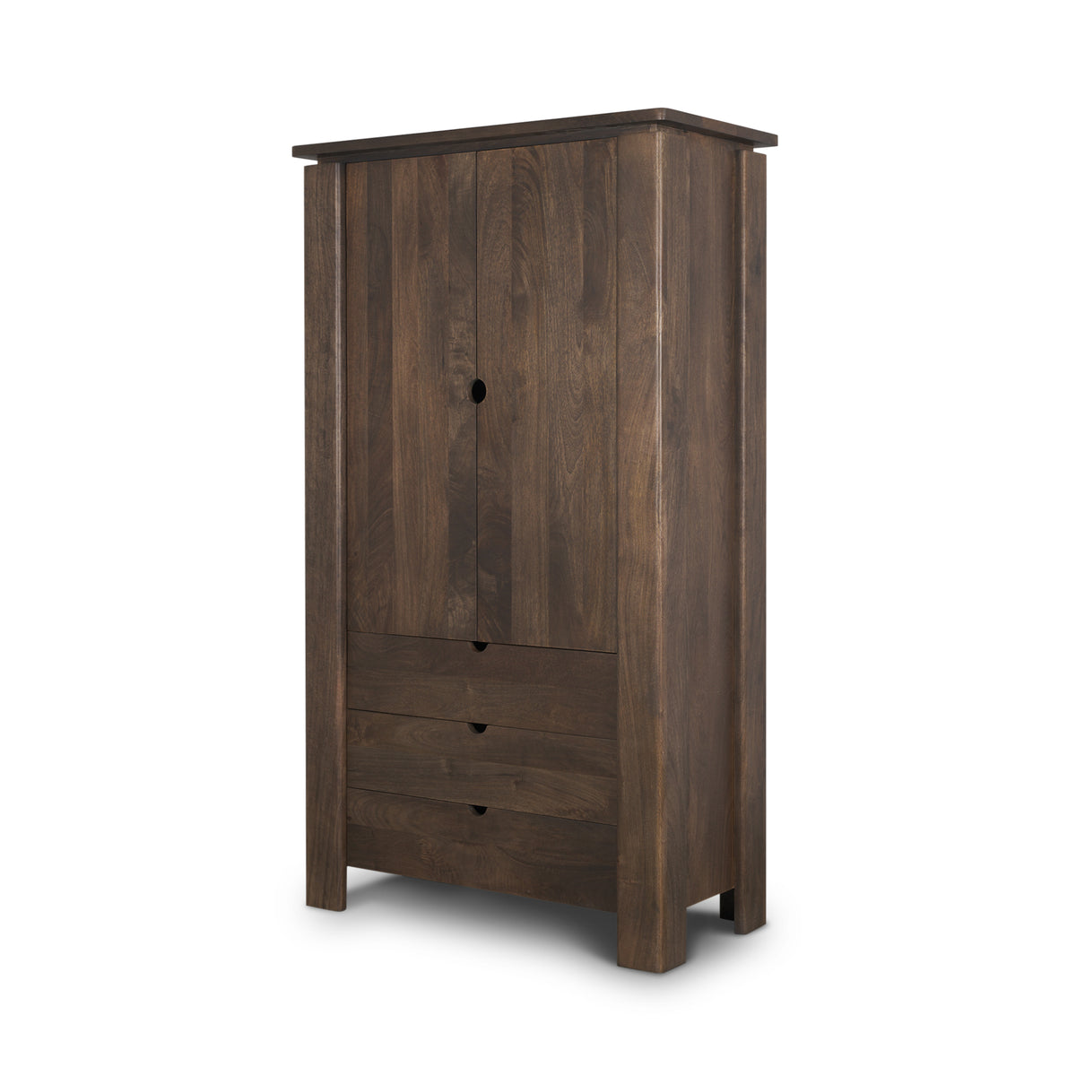 Wallen Solid Dark Brown Wood Curio Cabinet-Cabinets-DECOROLALA