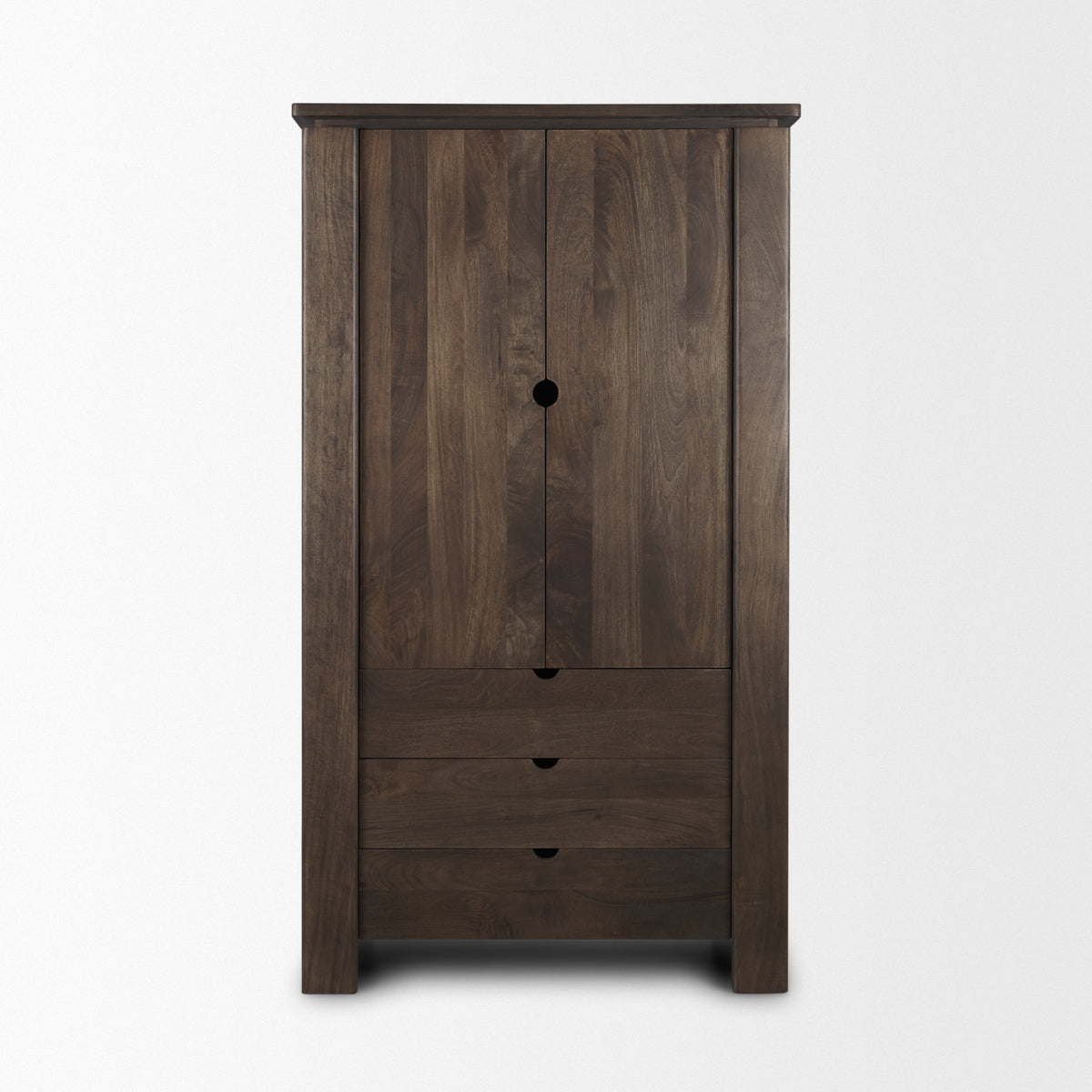 Wallen Solid Dark Brown Wood Curio Cabinet-Cabinets-DECOROLALA