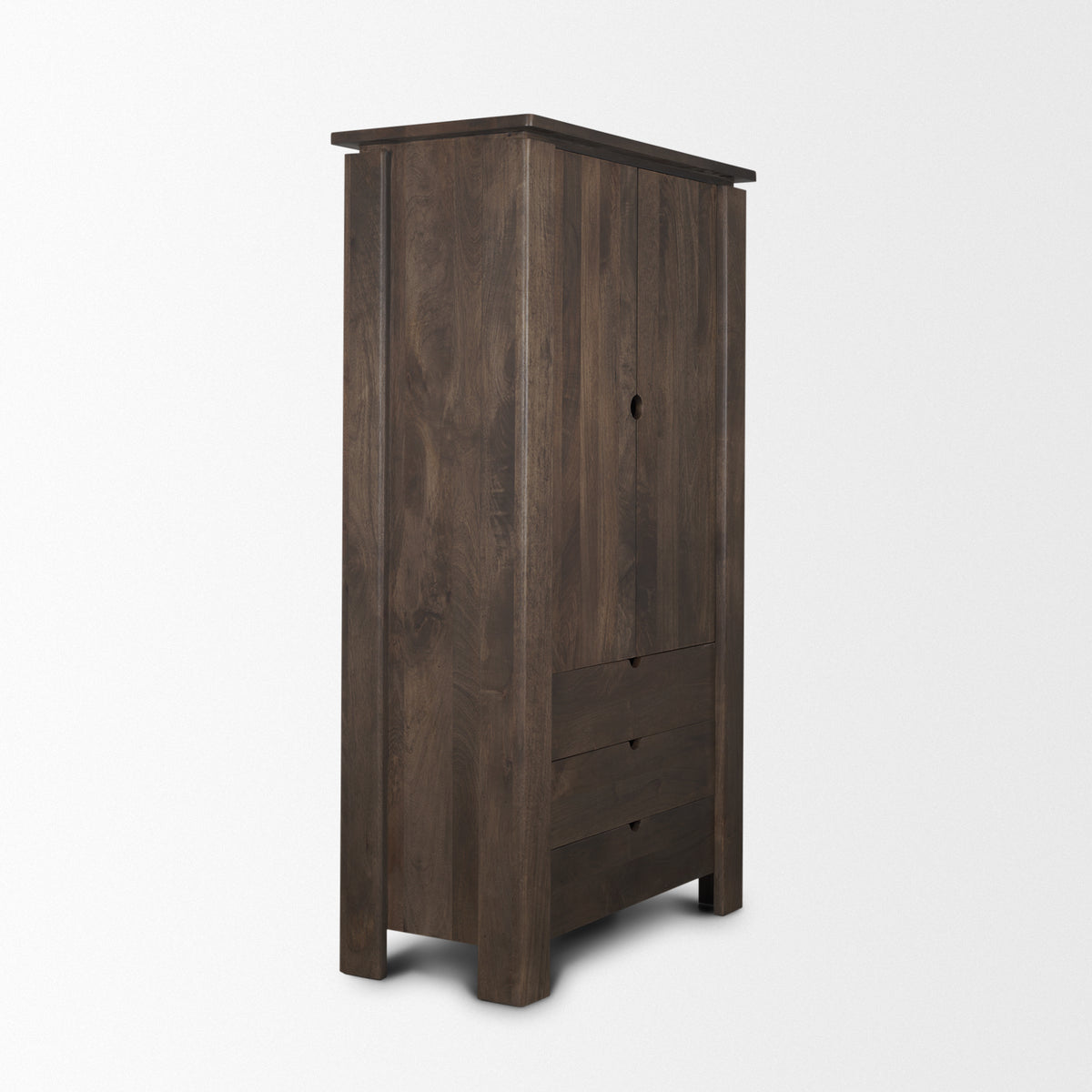 Wallen Solid Dark Brown Wood Curio Cabinet-Cabinets-DECOROLALA