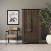 Wallen Solid Dark Brown Wood Curio Cabinet-Cabinets-DECOROLALA