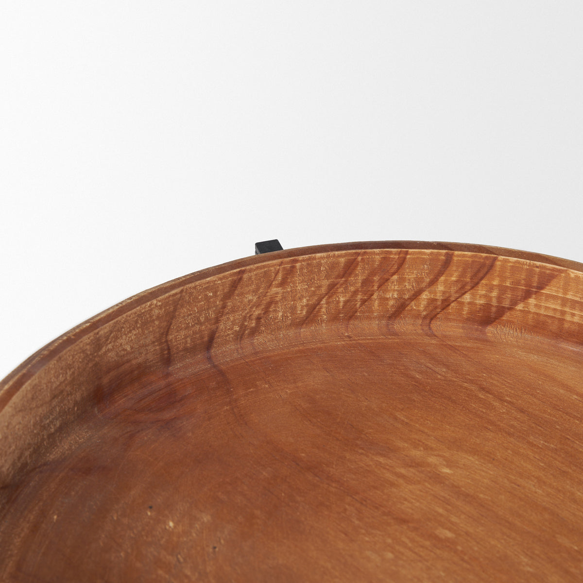 Wally Round Medium Brown Wood w/ Matte Black Metal Stand Trays-Trays-DECOROLALA