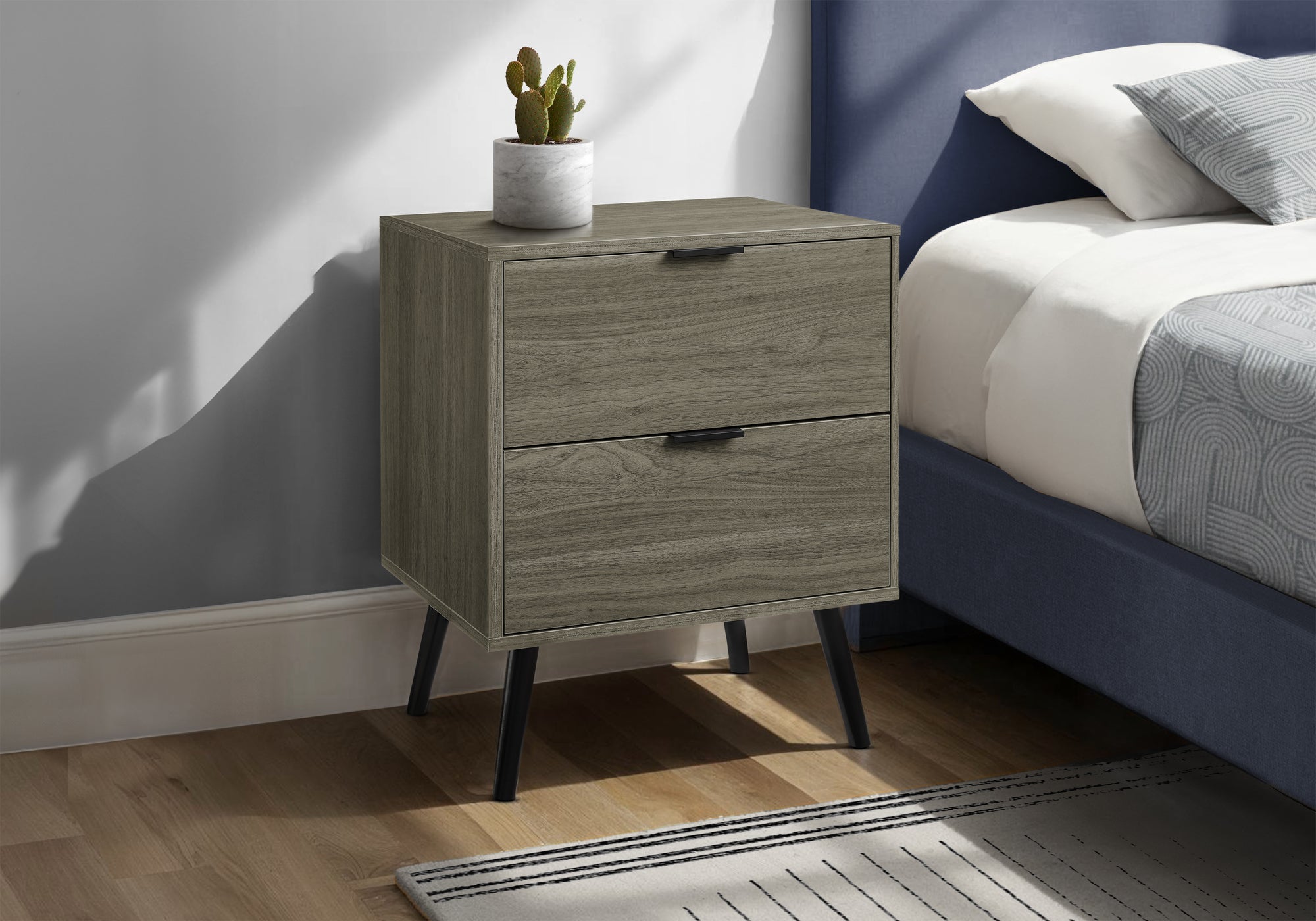 Walnut Accent Table 24"H with 2 Drawers-Accent Table-DECOROLALA