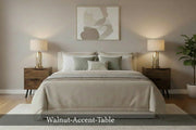 Walnut Accent Table 24"H with 2 Drawers-Accent Table-DECOROLALA