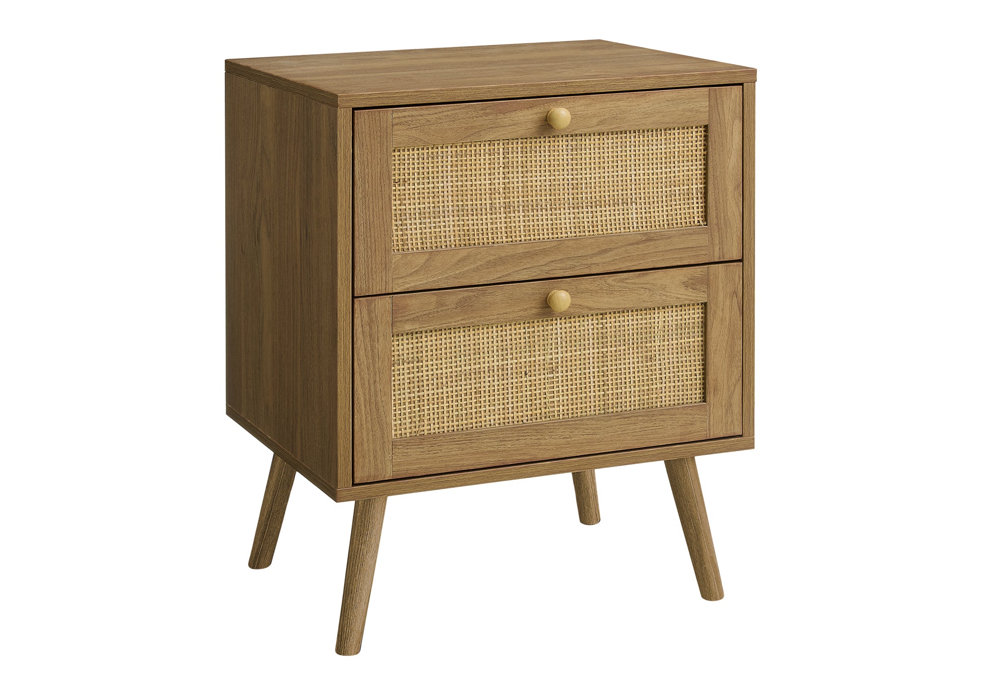 Walnut Accent Table 24"H with 2 Storage Drawers-Accent Table-DECOROLALA