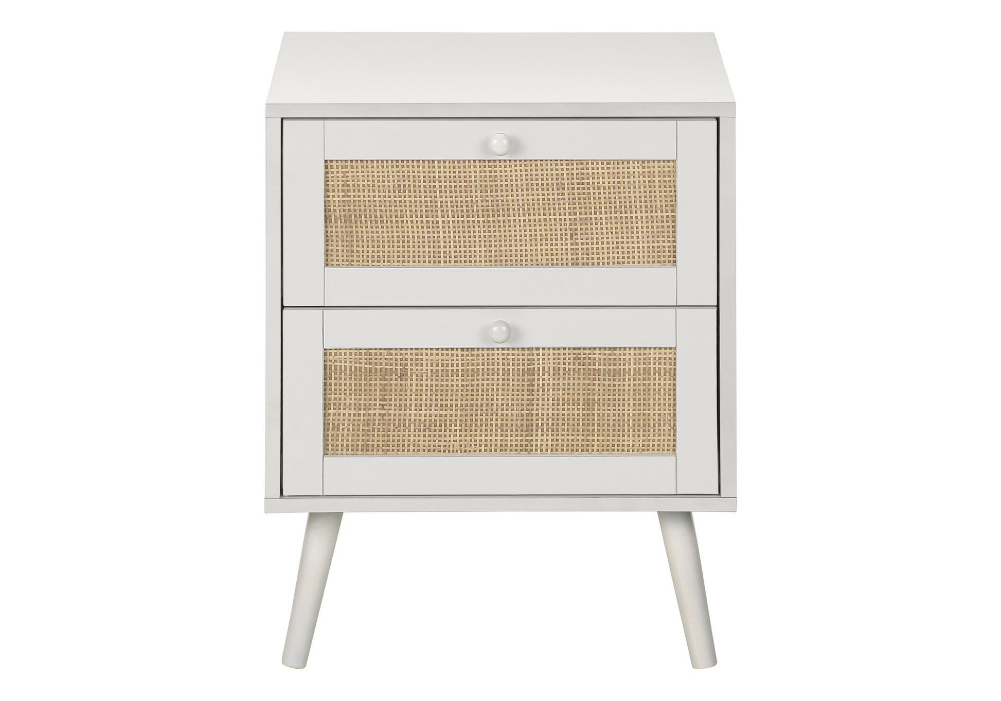 Walnut Accent Table 24"H with 2 Storage Drawers-Accent Table-DECOROLALA
