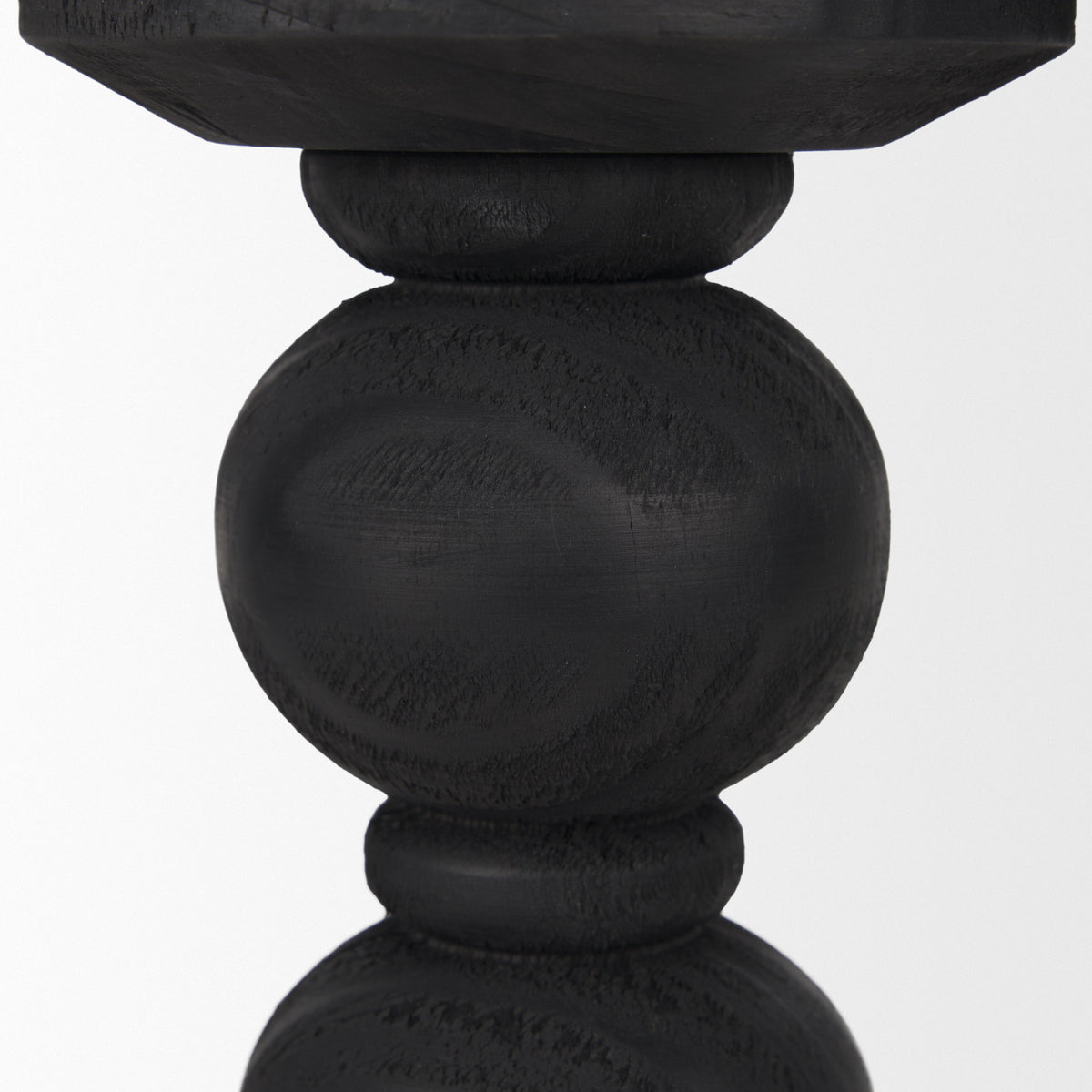 Wanda Matte Black Wood Pillar Candle Holders (Set of 2)-Table Candle Holders-DECOROLALA