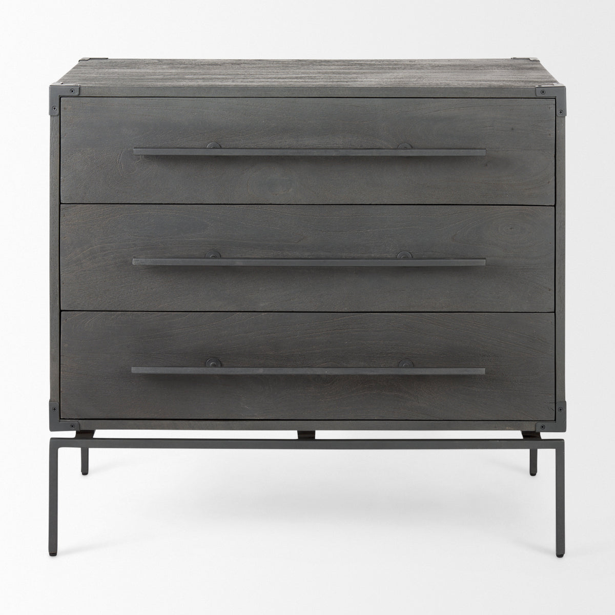 Ward 3 Drawer Accent Cabinet - Brown Wood Iron-Accent Cabinets & Chests-DECOROLALA