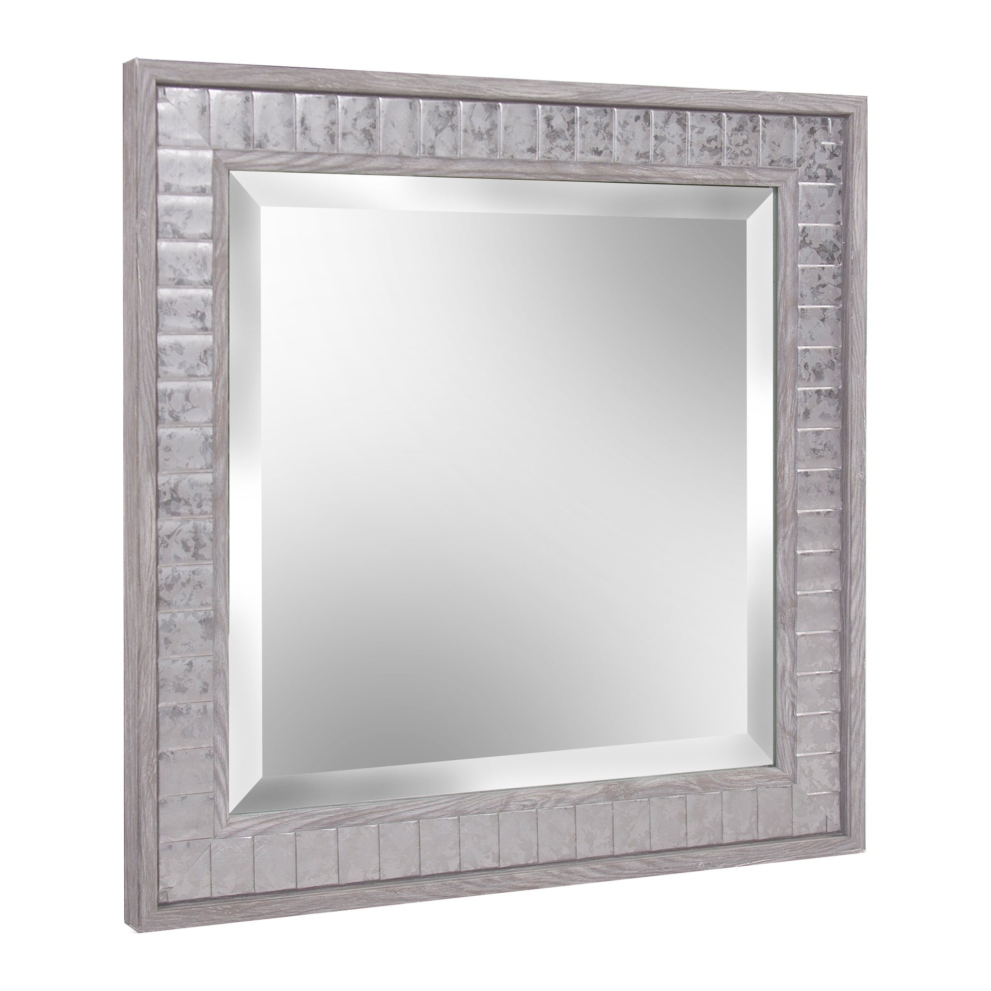 Warm Gray Faux Wood Square Mirror-Mirrors-DECOROLALA
