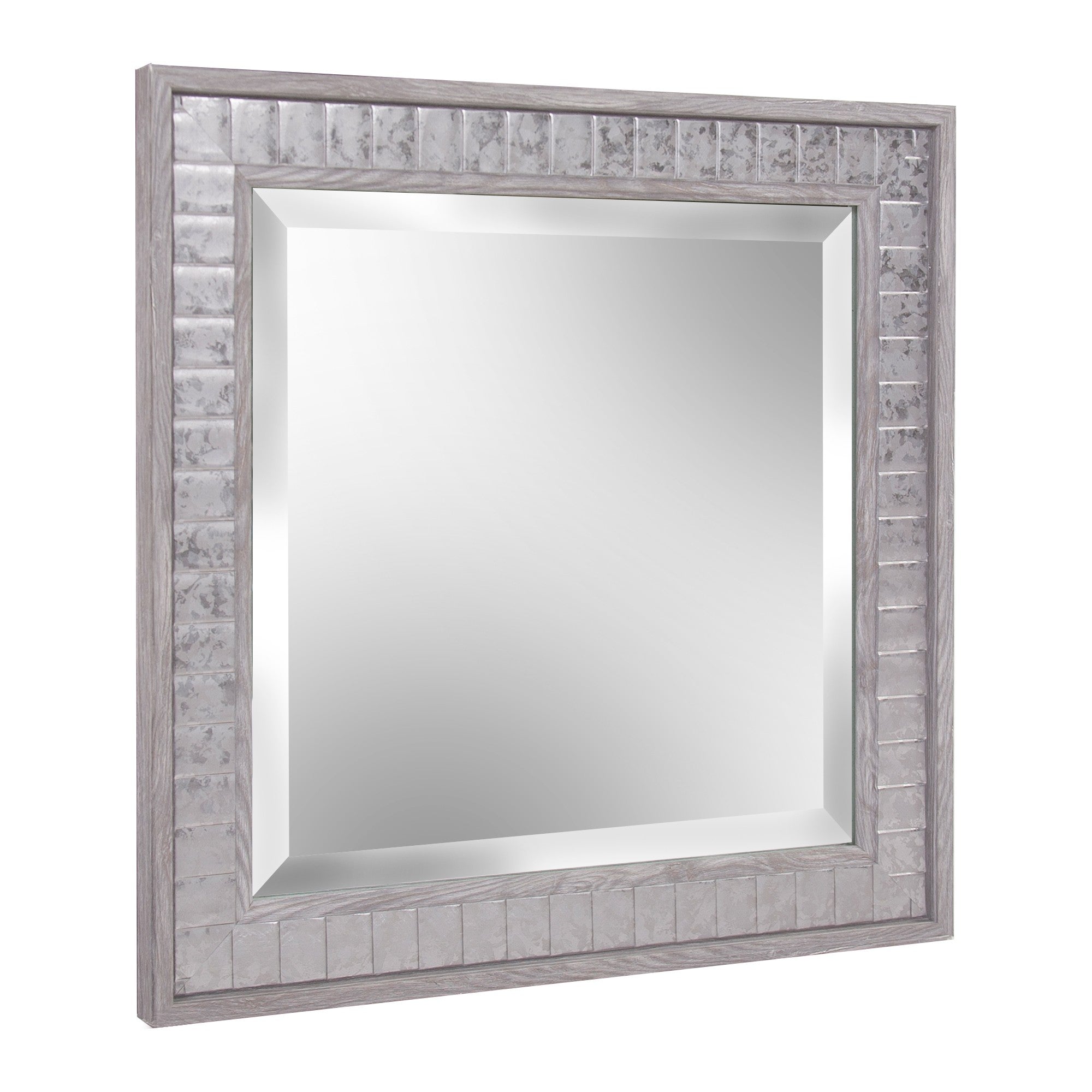 Warm Gray Faux Wood Square Mirror-Mirrors-DECOROLALA