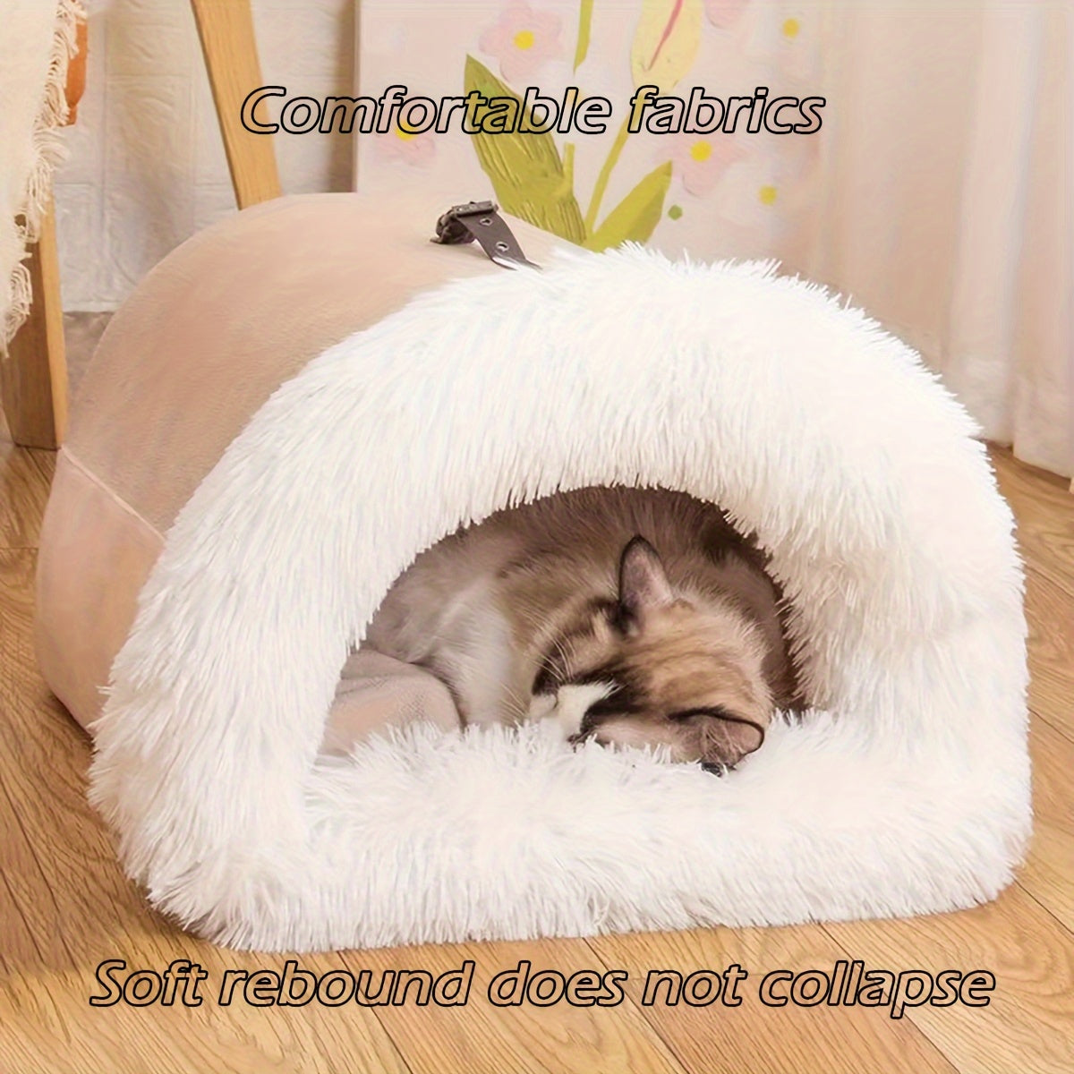 Warm Plush Cat Nest Bed - Coffee Large 50x40cm-DECOROLALA