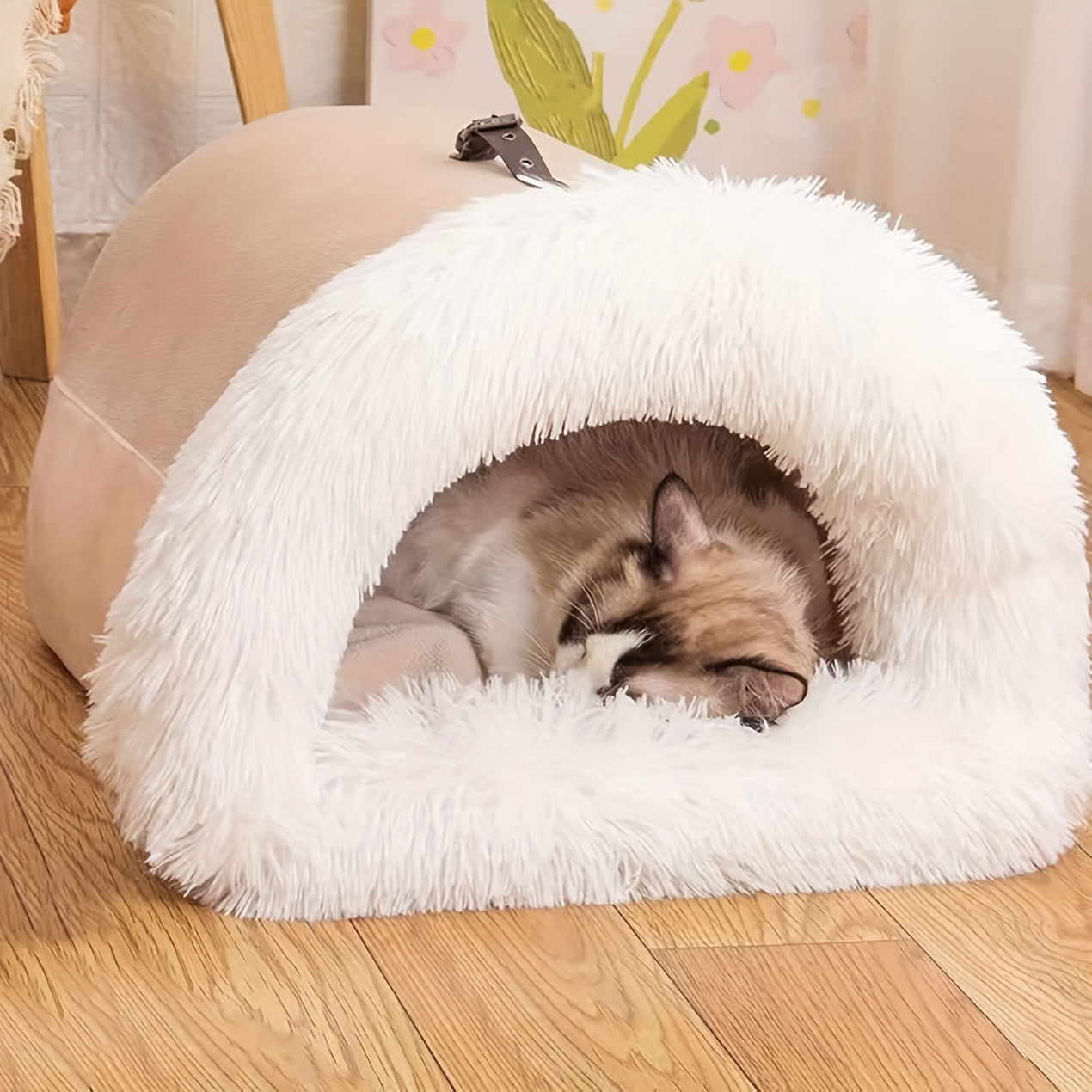 Warm Plush Cat Nest Bed - Coffee Large 50x40cm-DECOROLALA