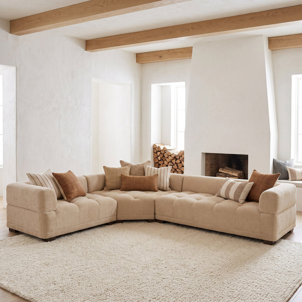 Warner Quilt 3 Piece Sofa Set w/Corner Piece-Sofa & Sectionals-DECOROLALA