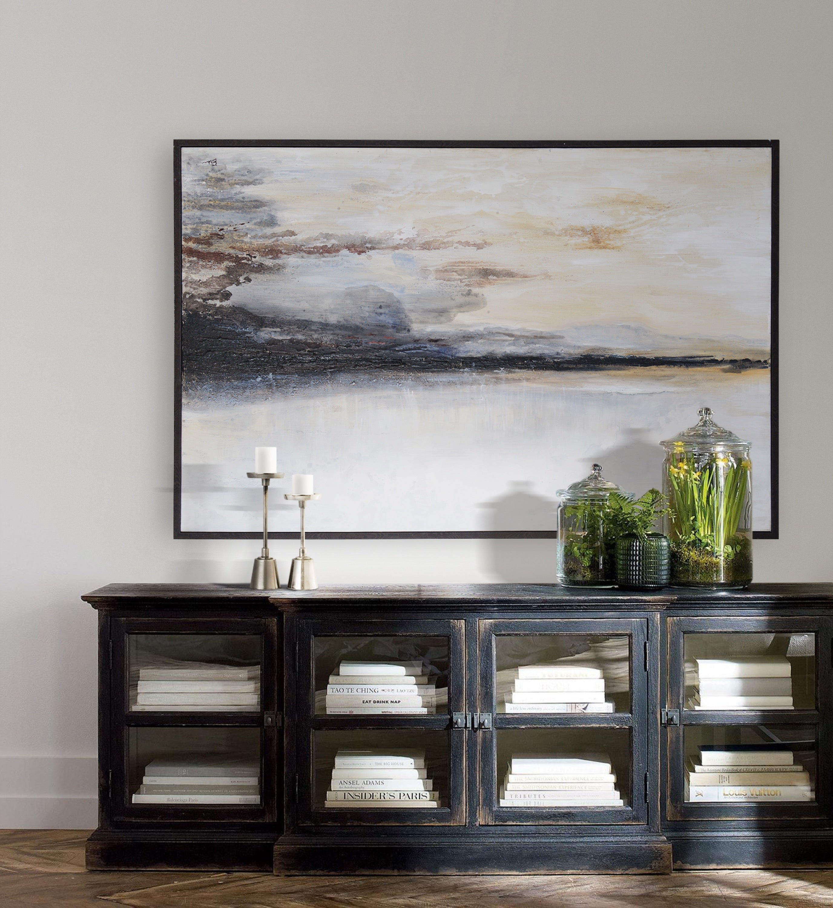 Warran 40" Wide Canvas Art, Black-Canvas Art-DECOROLALA