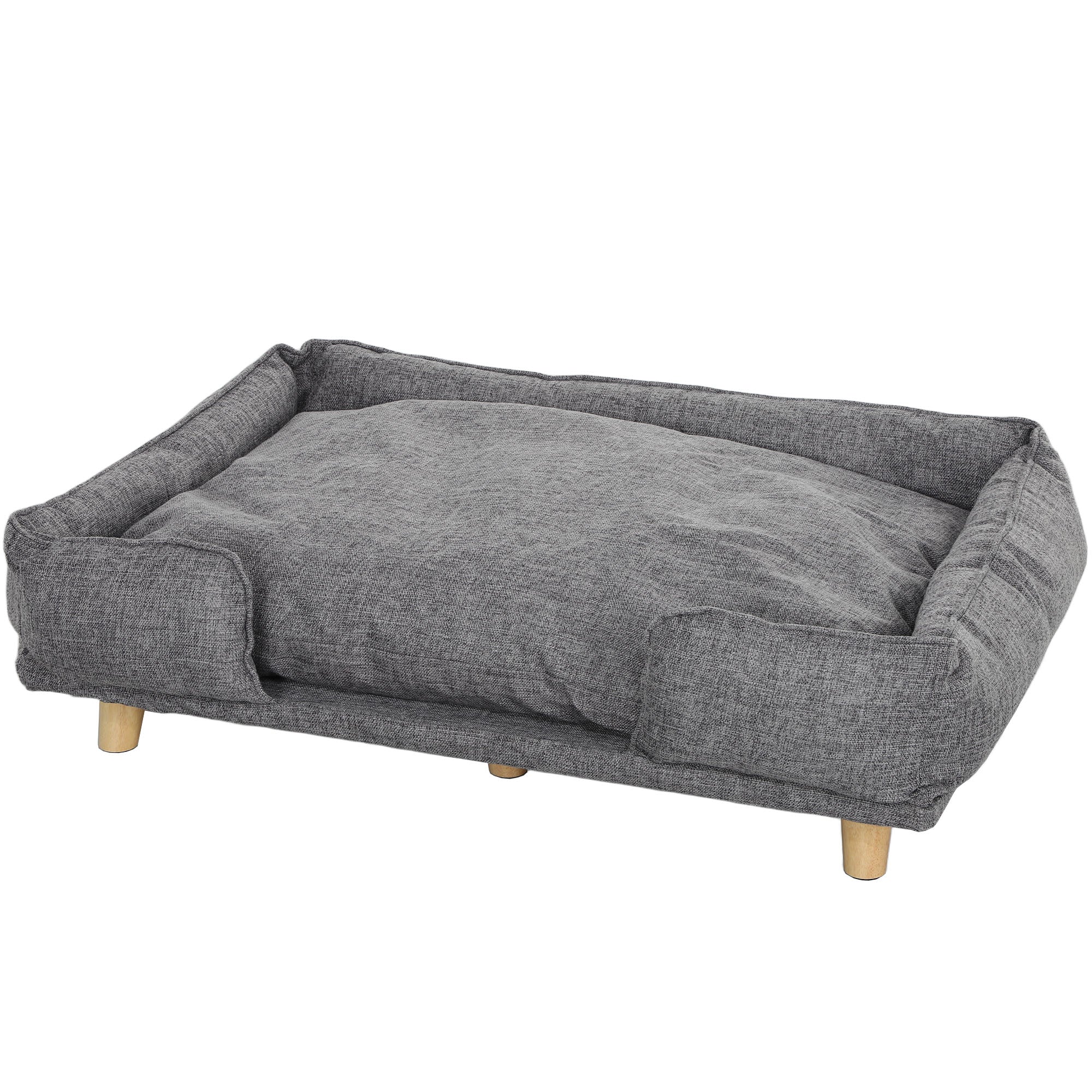 Washable Dog Sofa for Large Dogs, Elevated Pet Couch with Anti-slip Foot Pads, Dark Grey-Dogs-DECOROLALA