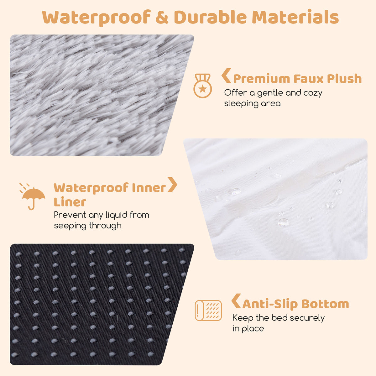 Washable Fluffy Human Dog Bed with Soft Blanket and Plump Pillow-Gray-Dog Supplies-DECOROLALA