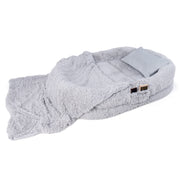 Washable Fluffy Human Dog Bed with Soft Blanket and Plump Pillow-Gray-Dog Supplies-DECOROLALA