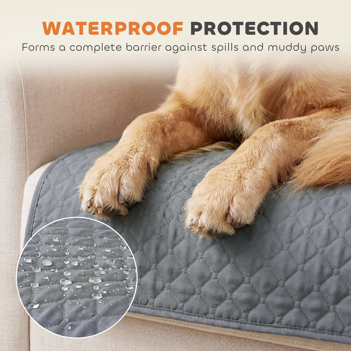 Waterproof 3-Seater Sofa Cover - Non-Slip Grey Brushed Fabric-Dogs-DECOROLALA