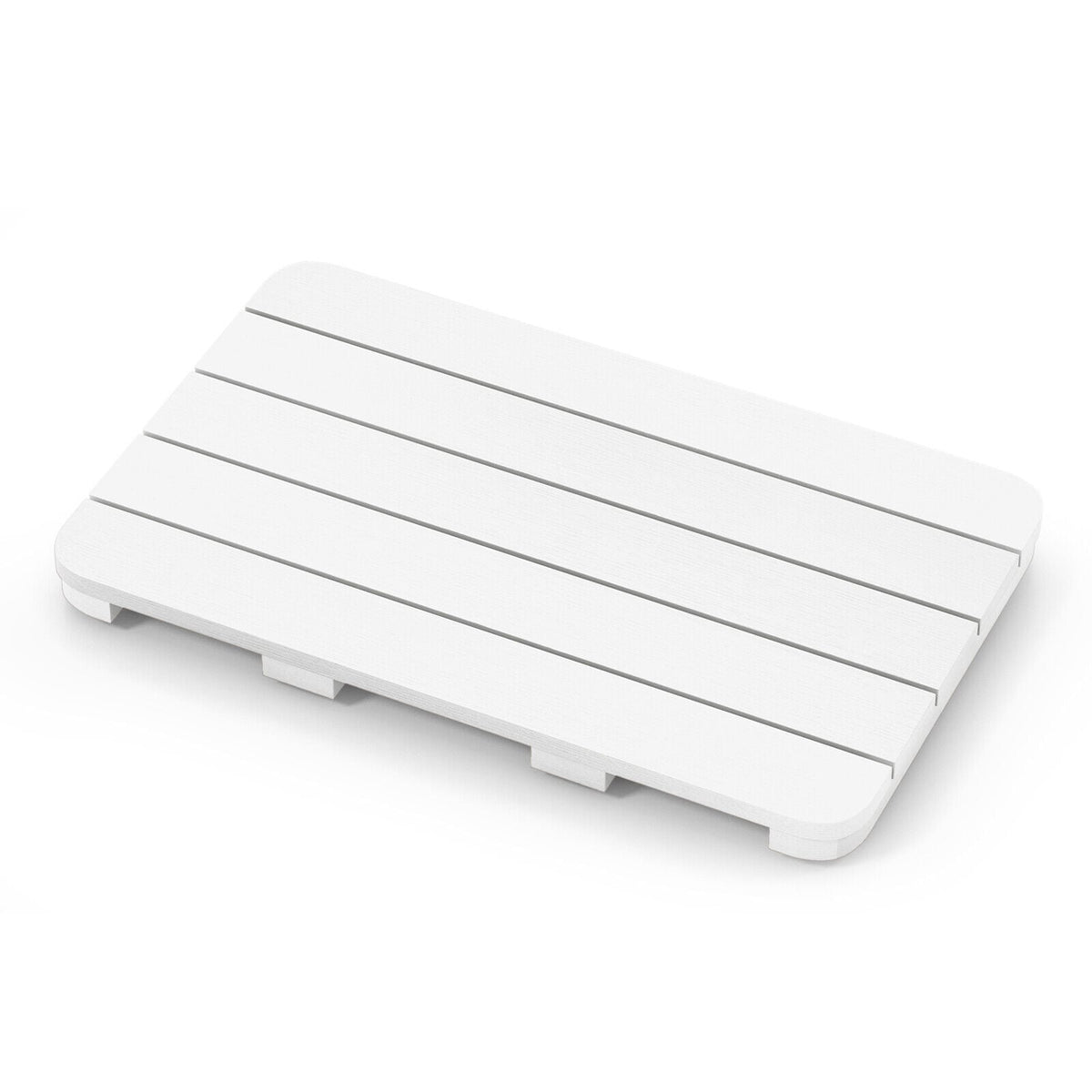 Waterproof HIPS Spa Shower Mat for Bathroom with Non Slip Foot Pads-White-Bath Safety Products-DECOROLALA