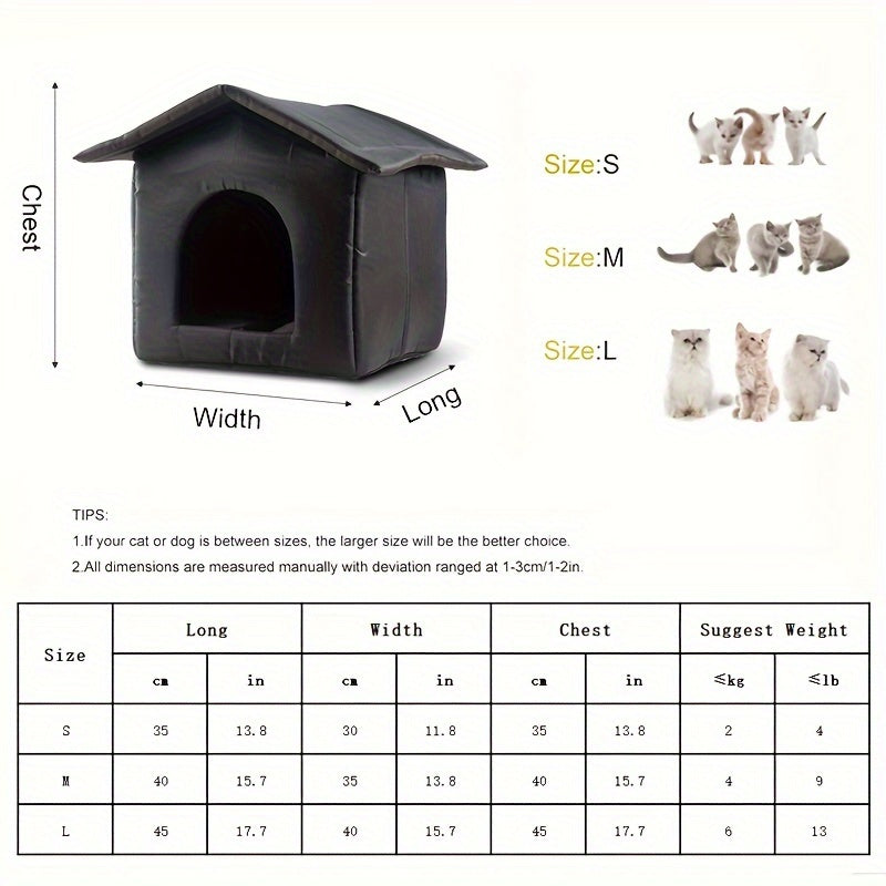 Waterproof Outdoor Cat House - Black Lodge Style 45x40cm-DECOROLALA