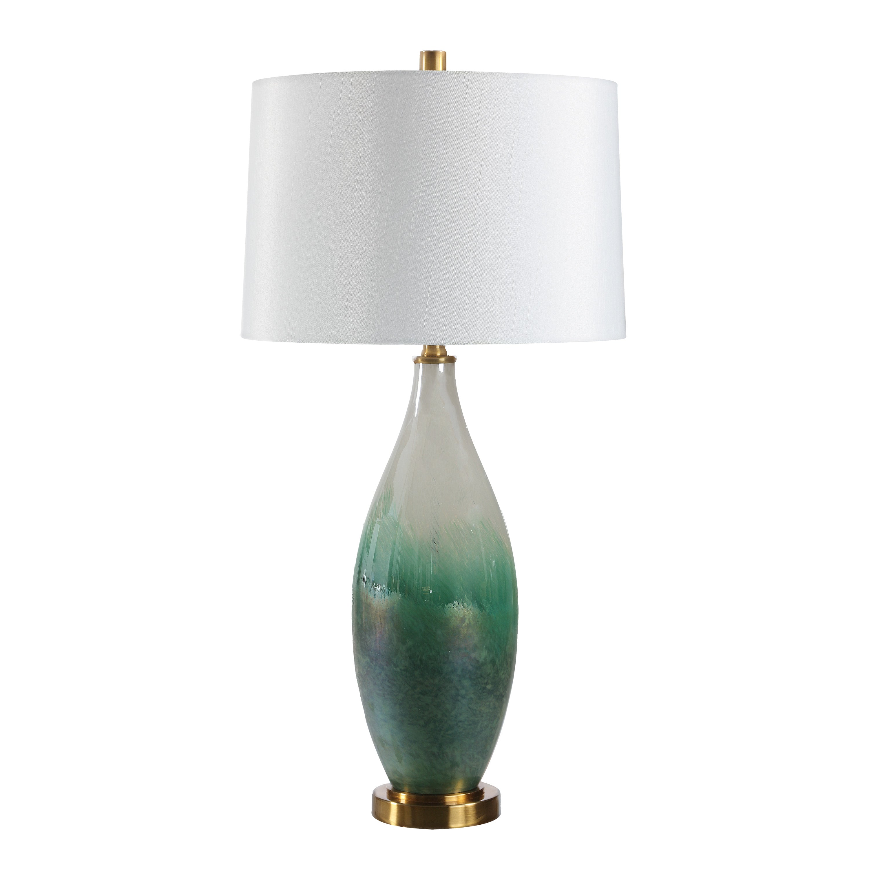 Wave 27.5" Green Ceramic Table Lamp-Table Lamp-DECOROLALA