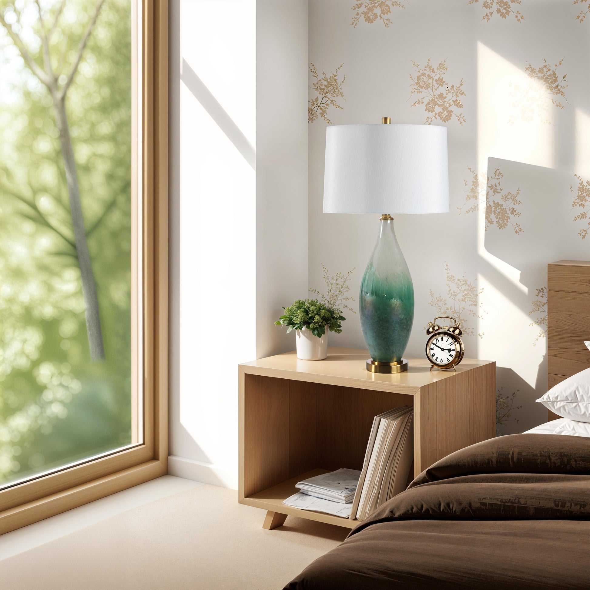 Wave 27.5" Height Table Lamps, Green-Table Lamp-DECOROLALA