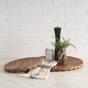 Waverly Round Light Brown Wood Scalloped Edged Trays-Trays-DECOROLALA