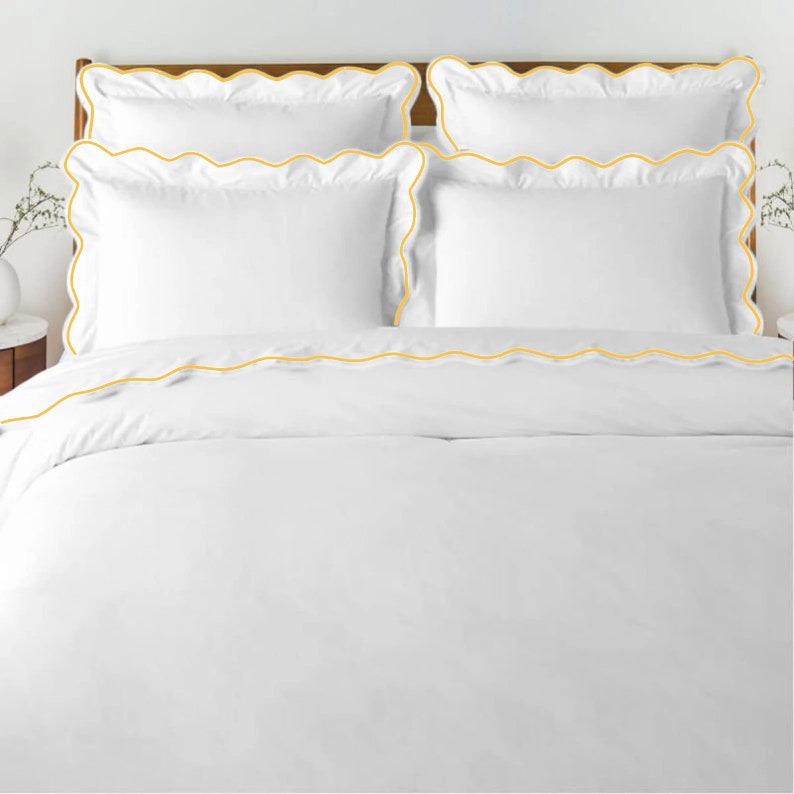 Waves Cotton Sateen Embroidered Edge Duvet Cover Set-Bed Sheet-DECOROLALA