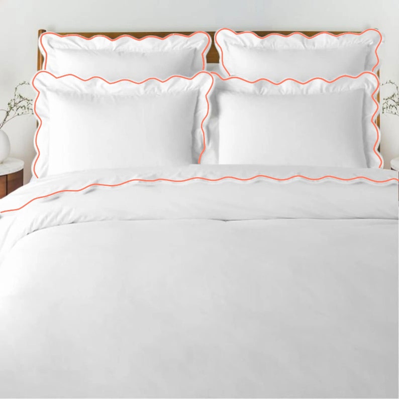 Waves Cotton Sateen Embroidered Edge Duvet Cover Set-Bed Sheet-DECOROLALA
