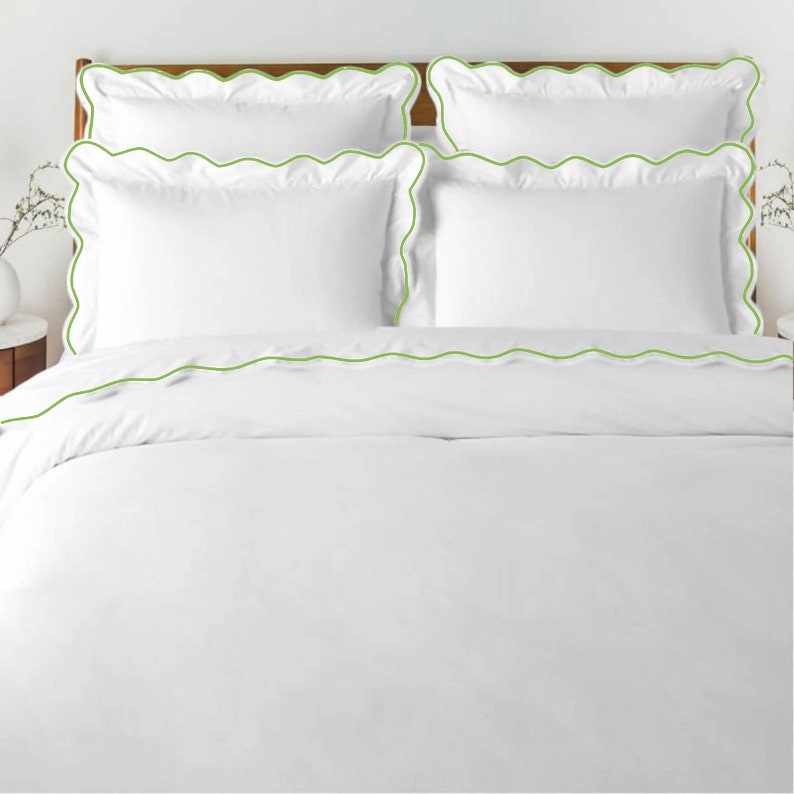 Waves Cotton Sateen Embroidered Edge Duvet Cover Set-Bed Sheet-DECOROLALA